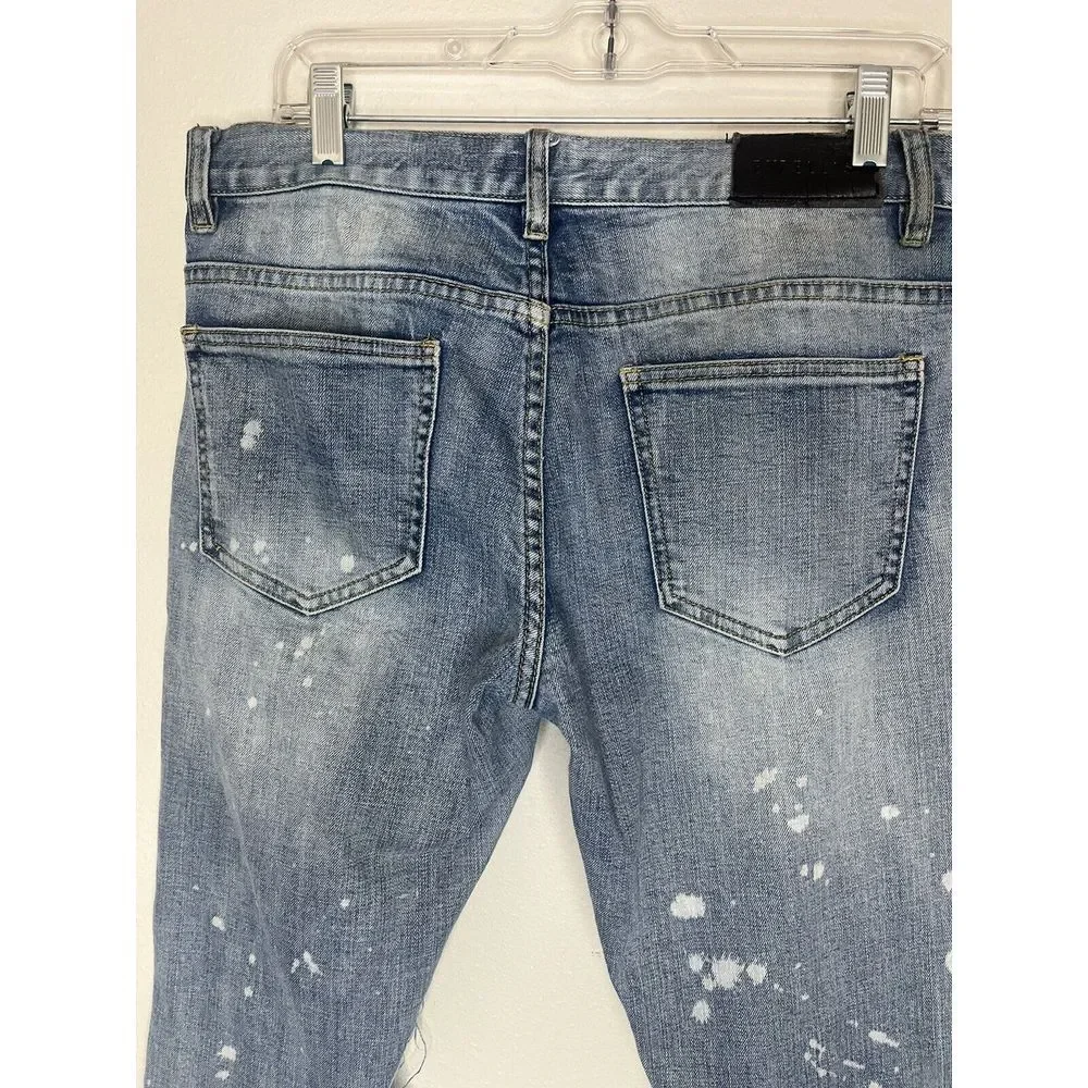 Embellish Brand Jeans Mens Size 30x31 Distressed‎ Destroy Paint Denim NYC Street - Picture 8 of 12